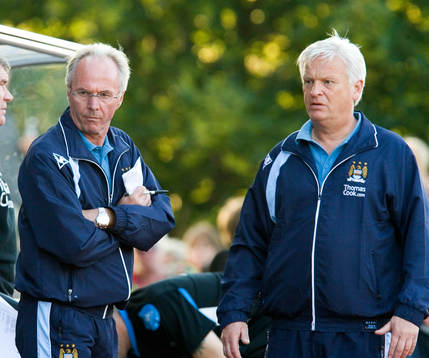 Sven-Göran Eriksson och Hans (Hasse) Backe, tränare,