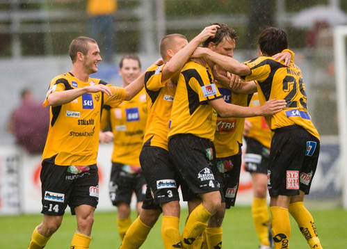 Philip Jonasson, Tobias Johansson och Marcus Lindberg, jubel