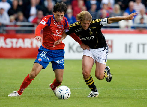 Babis Stefanidis, Helsingborg, och Daniel Tjernström, AIK