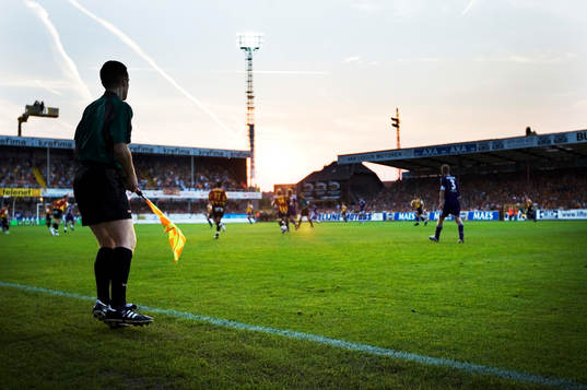 kväll, arena, solnedgång, linjeman