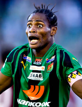 Rickard Ekunde, GAIS, skriker och är lite arg
