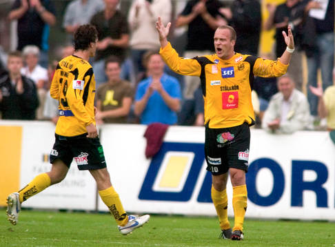 Marcus Ekenberg och Eronj Fejzullahu, Mjällby, jubel