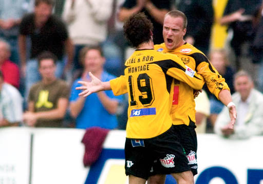Marcus Ekenberg och Erton Fejzullahu, Mjällby, jubel