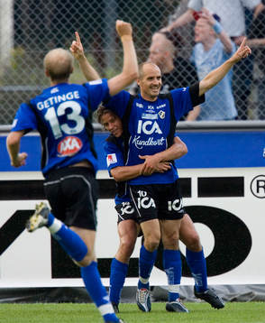 Magnus Arvidsson och Dusan Djuric, Halmstad. Glädje, jubel