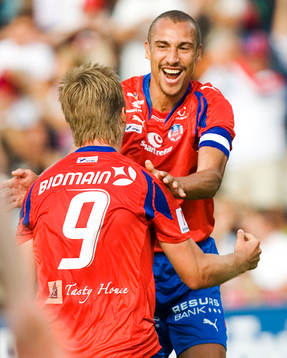Henrik Larsson och Andreas Dahl, Helsingborg, jubel