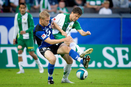 Peter Larsson, Halmstad, och Paulinho Guará, Hammarby