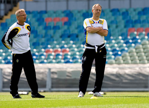 Lars Lagerbäck, förbundskapten och Roland Andersson,