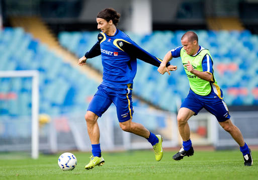 Zlatan Ibrahimovic och Daniel Andersson hand i hand