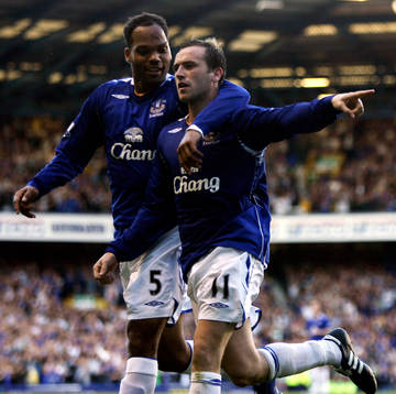 Everton, James Mcfadden och Joleon Lescott, jubel