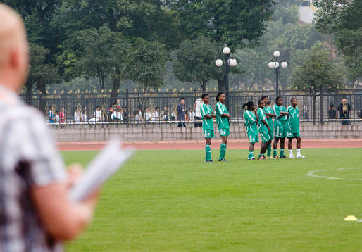 Fotboll, VM, dam, Nigeria, träning
