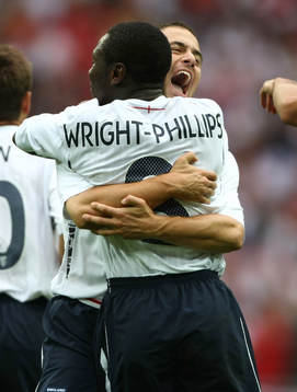 Shan Wright Phillips, England jubel med Joe Cole