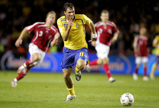 EM kval match i fotboll mellan Sverige och Danmark på