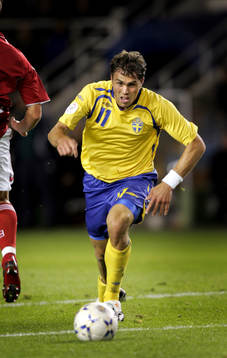 EM kval match i fotboll mellan Sverige och Danmark på