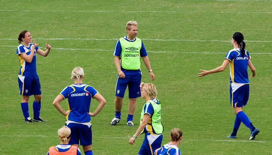 Hanna Ljungberg, Lotta Schelin och Thomas Dennerby,