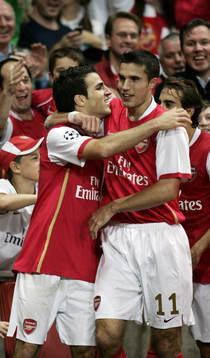 Cesc Fabregas och Robin van Persie, jubel