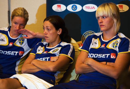 Fotboll, Dam, VM, presskonferens, Sverige åkte ur