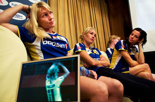 Fotboll, Dam, VM, presskonferens, Sverige åkte ur