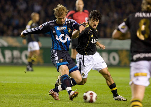 Markus Johannesson, Djurgården, och Lucas Valdemarin, AIK