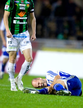 Jonas Wallerstedt, Göteborg, skada, grinar illa, har ont,