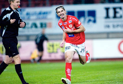 Cesar Santin, Kalmar gör 1-0 på straff. Jubel