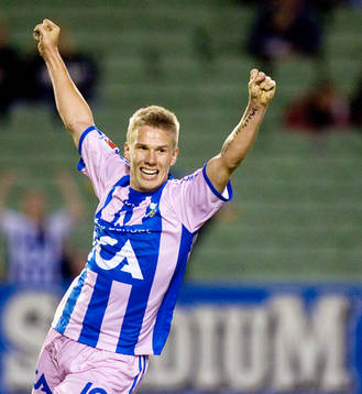 Pontus Wernbloom, Göteborg, jubel. Rosa bandet