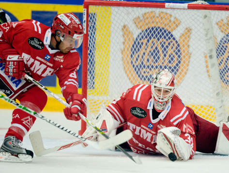 Johan Backlund, målvakt Timrå och Sanny Lindström, Timrå