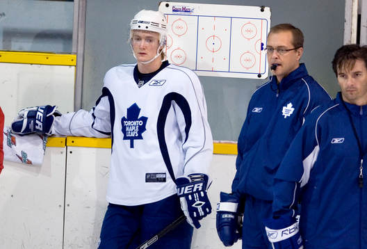 Anton Strålman och Paul Maurice tränaren, coach Toronto