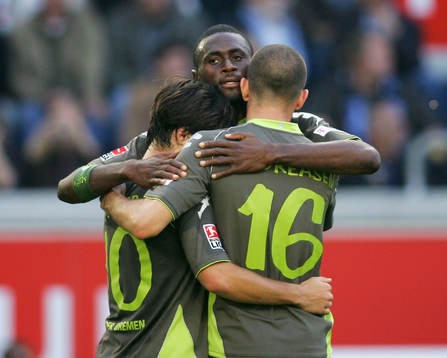 Diego, Boubacar Sanogo och Leon Andreasen, Bremen, jubel