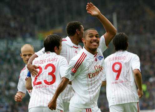 Rafael van der Vaart och Nigel de Jong, Hamburg, jubel