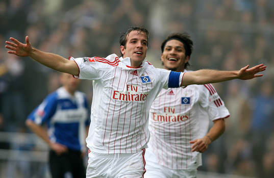 0-1 Jubel av Rafael van der Vaart, Hamburg