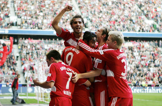 Franck Ribery, Hamit Altintop, målskytt Luca Toni, Marcell