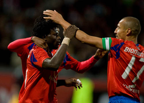 Razak Omotoyossi och Henrik Larsson, Helsingborg, jubel