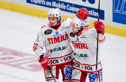 Mika Pyörälä, Timrå, och Timo Pärssinen, Timrå, jubel