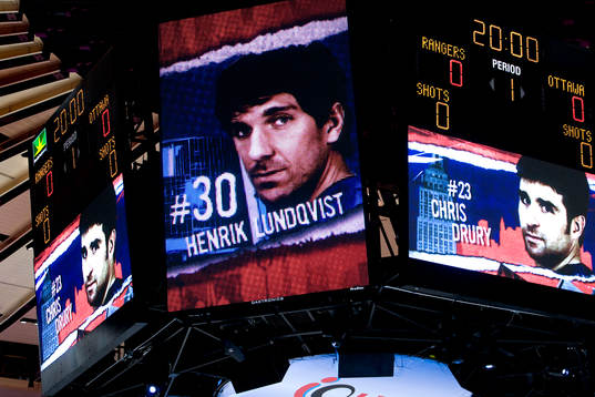 Henrik Lundqvist, målvakt, New York Rangers, visas på