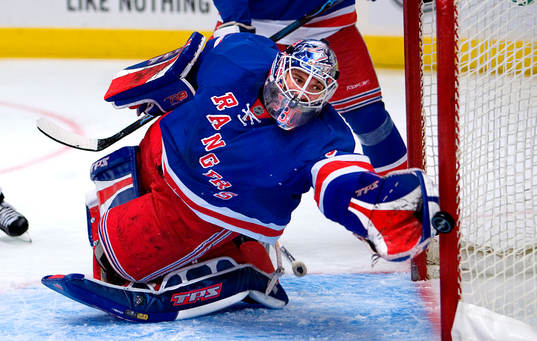 Henrik Lundqvist, målvakt, New York Rangers, gör en helt
