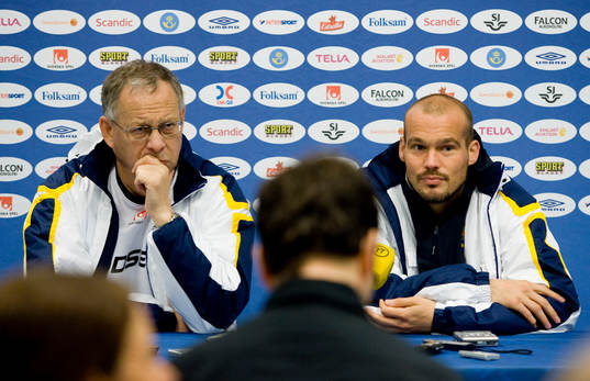 Lars Lagerbäck, förbundskapten och Fredrik Ljungberg