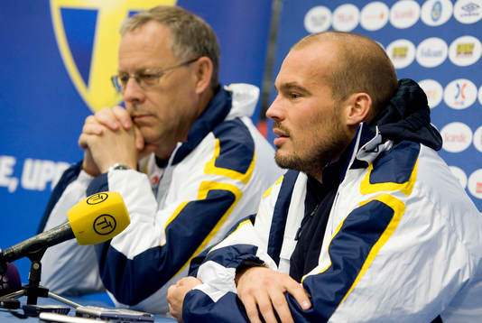 Lars Lagerbäck, förbundskapten och Fredrik Ljungberg