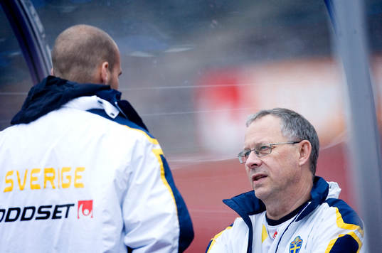 Fredrik Ljungberg och Lars Lagerbäck, förbundskapten,