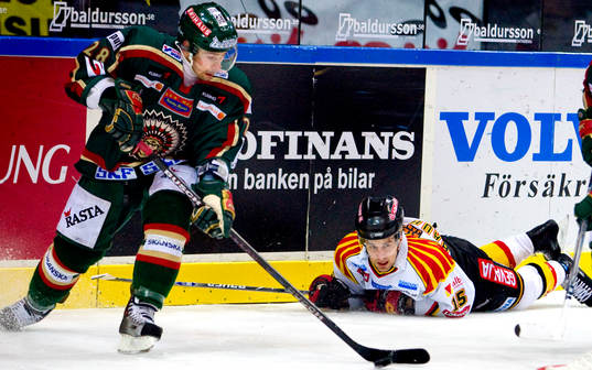 Martin Plüss, Frölunda, Janne Hauhtonen,  Brynäs, depp