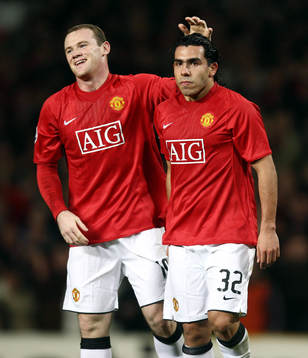 Carlos Tevez och Wayne Rooney, jubel