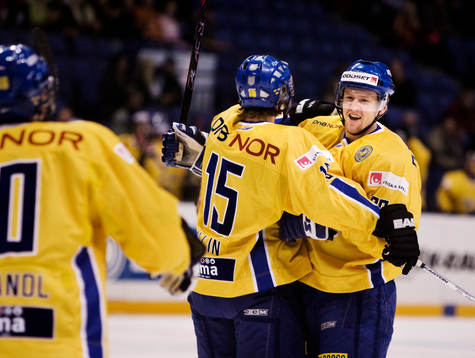 Rickard Wallin, Sverige, och Daniel Fernholm, Sverige, jubel