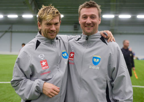 Jesper Blomqvist, tränare, vita och Stefan Landberg,
