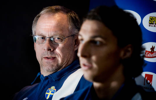 Lars Lagerbäck, förbundskapten och Zlatan Ibrahimovic