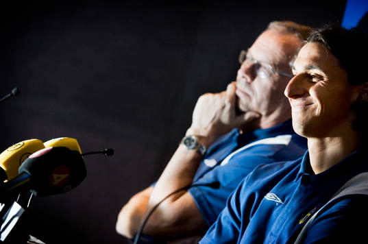 Lars Lagerbäck, förbundskapten, och Zlatan Ibrahimovic