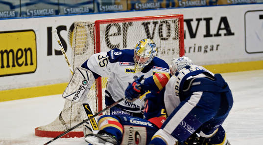 Andreas Andersson, målvakt, HV71, räddar ett skott