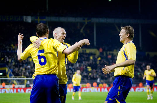 Kim Källström, Christian Wilhelmsson och Marcus Allbäck,