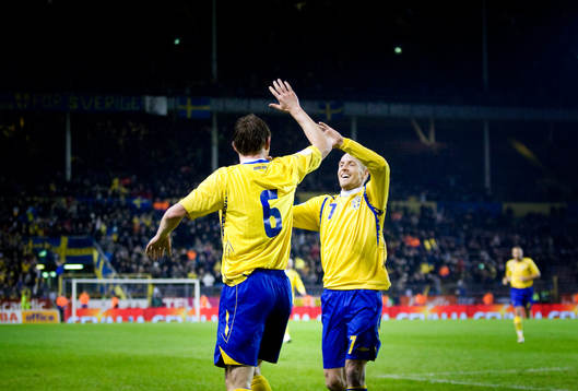 Kim Källström och Christian Wilhelmsson, jubel