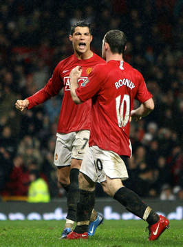 Cristiano Ronaldo och Wayne Rooney, Manchester (Jubel)