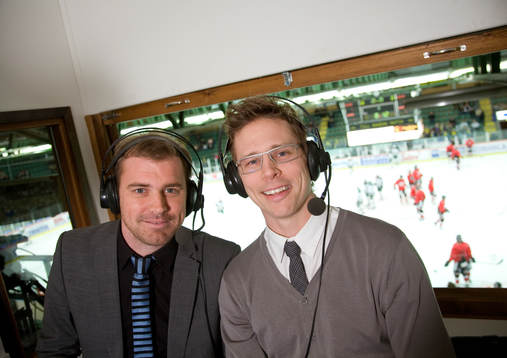 TV komentator, Daniel Kristiansson och Mathias Bosson