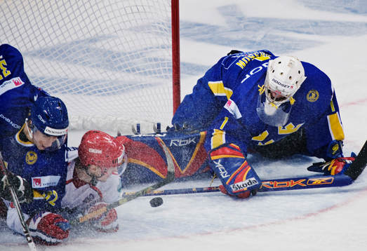 Tobias Viklund, Sverige, och Daniel Larsson, målvakt,